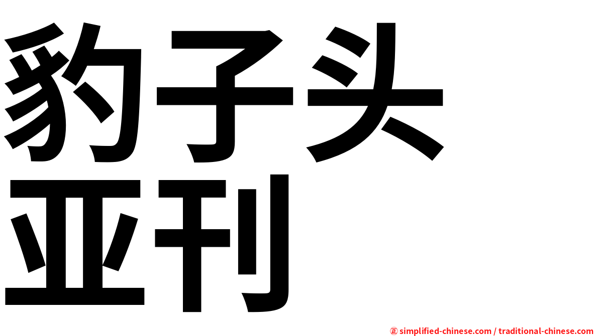 豹子头　亚刊